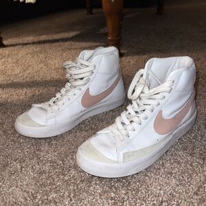 White and pink Nike blazers